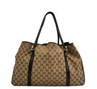 Gucci GG Monogram Canvas Tote – Black Leather Trim