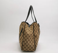 Gucci GG Monogram Canvas Tote – Black Leather Trim
