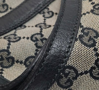 Gucci GG Monogram Canvas Shoulder Bag – Black Leather Trim
