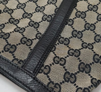 Gucci GG Monogram Canvas Shoulder Bag – Black Leather Trim