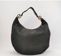 Gucci GG Embossed Leather Hobo Bag – Black
