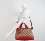 Gucci GG Canvas Tote with Red Leather Trim & Heart Charm