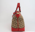 Gucci GG Canvas Tote with Red Leather Trim & Heart Charm