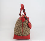 Gucci GG Canvas Tote with Red Leather Trim & Heart Charm