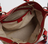 Gucci GG Canvas Tote with Red Leather Trim & Heart Charm