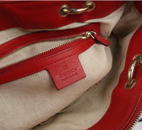 Gucci GG Canvas Tote with Red Leather Trim & Heart Charm