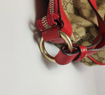 Gucci GG Canvas Tote with Red Leather Trim & Heart Charm