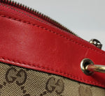 Gucci GG Canvas Tote with Red Leather Trim & Heart Charm