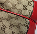 Gucci GG Canvas Tote with Red Leather Trim & Heart Charm