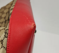 Gucci GG Canvas Tote with Red Leather Trim & Heart Charm