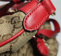 Gucci GG Canvas Tote with Red Leather Trim & Heart Charm
