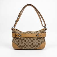 Coach Signature Jacquard Shoulder Bag, Khaki with Tan, front