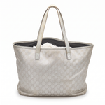 Gucci GG Canvas Tote, Silver Metallic, front