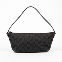 Gucci Boat Bag, Black GG Canvas, front