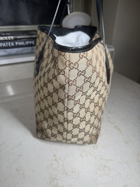 Gucci GG Canvas Tote, Brown with Black Patent Leather Trim, photo 6