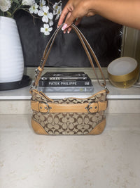 Coach Signature Jacquard Shoulder Bag, Khaki with Tan, photo 2