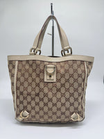 Gucci GG Canvas Tote, White Leather Trim and D-Rings, photo 2
