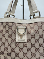 Gucci GG Canvas Tote, White Leather Trim and D-Rings, photo 5