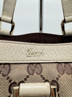 Gucci GG Canvas Tote, White Leather Trim and D-Rings, photo 6