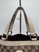 Gucci GG Canvas Tote, White Leather Trim and D-Rings, photo 7