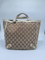 Gucci GG Canvas Tote, White Leather Trim and D-Rings, photo 11