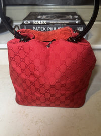 Gucci Red GG Canvas Ring-Handle Bucket Bag, photo 2